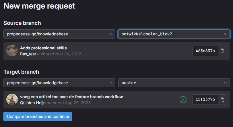 Een merge request aanmaken in GitLab